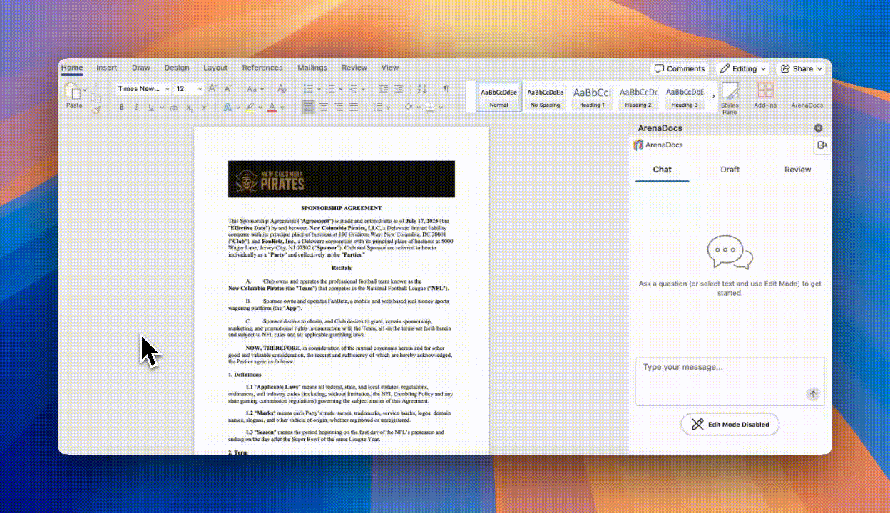 ArenaDocs Review Feature Demo
